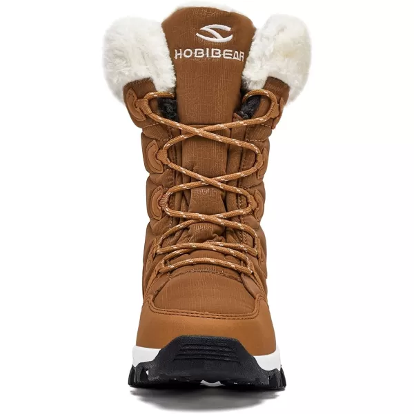 imageHOBIBEAR Womens Waterproof Winter Snow Boots Lightweight Warm Faux Fur Lined MidCalf BootiesBrownNew