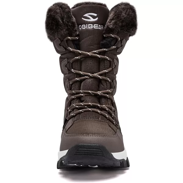 imageHOBIBEAR Womens Waterproof Winter Snow Boots Lightweight Warm Faux Fur Lined MidCalf BootiesDark BrownNew