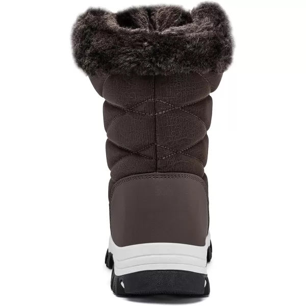 imageHOBIBEAR Womens Waterproof Winter Snow Boots Lightweight Warm Faux Fur Lined MidCalf BootiesDark BrownNew