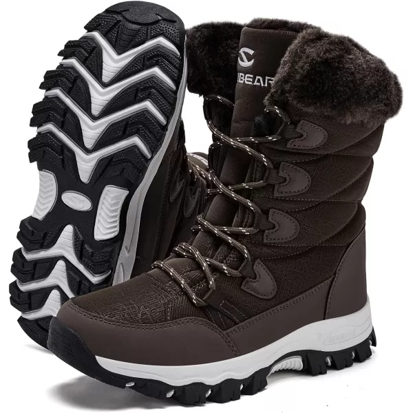 imageHOBIBEAR Womens Waterproof Winter Snow Boots Lightweight Warm Faux Fur Lined MidCalf BootiesDark BrownNew