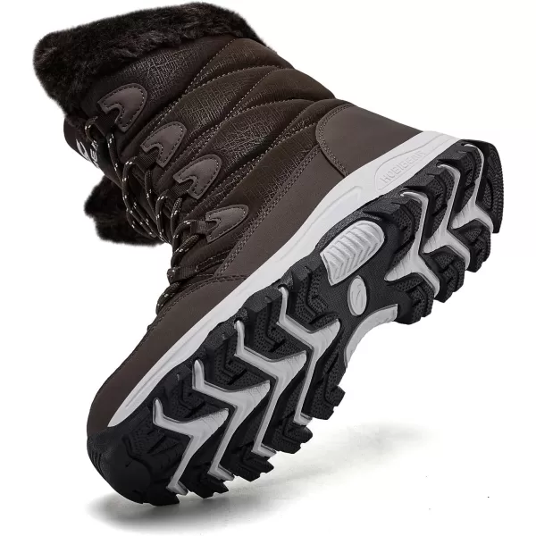 imageHOBIBEAR Womens Waterproof Winter Snow Boots Lightweight Warm Faux Fur Lined MidCalf BootiesDark BrownNew