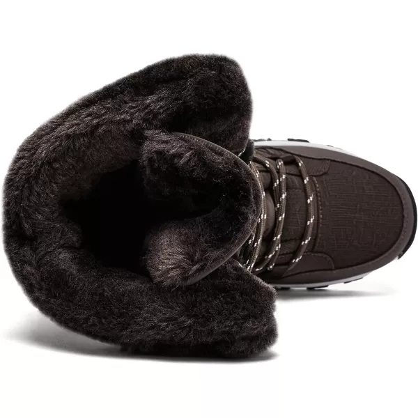 imageHOBIBEAR Womens Waterproof Winter Snow Boots Lightweight Warm Faux Fur Lined MidCalf BootiesDark BrownNew