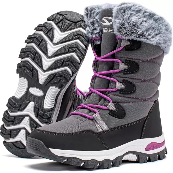imageHOBIBEAR Womens Waterproof Winter Snow Boots Lightweight Warm Faux Fur Lined MidCalf BootiesGreyNew