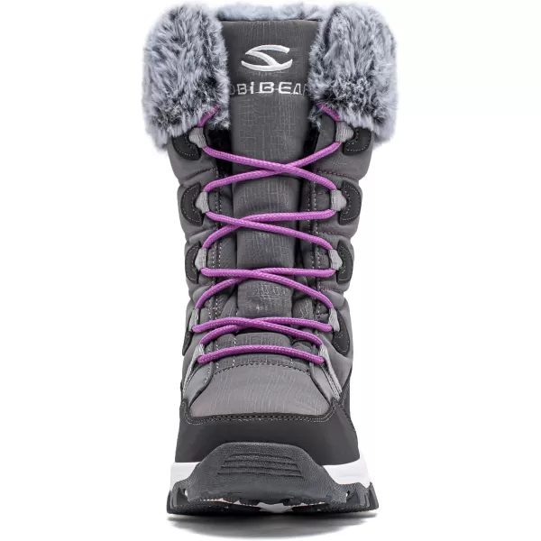 imageHOBIBEAR Womens Waterproof Winter Snow Boots Lightweight Warm Faux Fur Lined MidCalf BootiesGreyNew