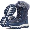 imageHOBIBEAR Kids Winter Snow Boots Waterproof Outdoor Warm Faux Fur Lined ShoesBlueNew
