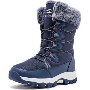 imageHOBIBEAR Kids Winter Snow Boots Waterproof Outdoor Warm Faux Fur Lined ShoesBlueNew