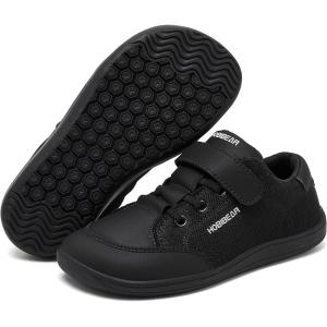 imageHOBIBEAR Kids Barefoot Shoes Wide Toe Box Zero Drop for Toddler Little Big Kid Boys Girls Walking SneakerBlack