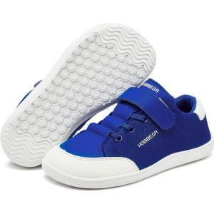 imageHOBIBEAR Kids Barefoot Shoes Wide Toe Box Zero Drop for Toddler Little Big Kid Boys Girls Walking SneakerBlue