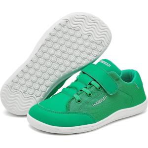 imageHOBIBEAR Kids Barefoot Shoes Wide Toe Box Zero Drop for Toddler Little Big Kid Boys Girls Walking SneakerGreen
