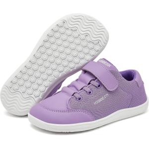 imageHOBIBEAR Kids Barefoot Shoes Wide Toe Box Zero Drop for Toddler Little Big Kid Boys Girls Walking SneakerPurple