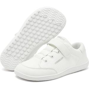 imageHOBIBEAR Kids Barefoot Shoes Wide Toe Box Zero Drop for Toddler Little Big Kid Boys Girls Walking SneakerWhite