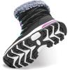 imageHOBIBEAR Kids Winter Snow Boots Waterproof Outdoor Warm Faux Fur Lined ShoesBlackPurple