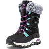 imageHOBIBEAR Kids Winter Snow Boots Waterproof Outdoor Warm Faux Fur Lined ShoesBlackPurple