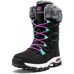 imageHOBIBEAR Womens Waterproof Winter Snow Boots Lightweight Warm Faux Fur Lined MidCalf BootiesBlackPurple