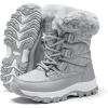 imageHOBIBEAR Womens Snow Boots Winter Outdoor Faux Fur Lined Warm Water Resistant MidCalf BootiesGrey