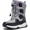 imageHOBIBEAR Kids Snow Boots Boys Girls Mid Calf Waterproof Warm Faux Fur Lined Insulated Winter ShoesToddlerLittle KidBig KidGreyPurple
