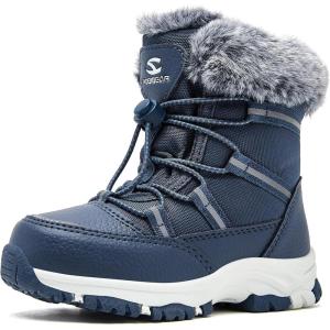 imageHOBIBEAR Boys Girls Toddler Snow Boots Waterproof Slip Resistant Outdoor Winter Boot ShoesToddlerLittle KidsBig KidsDark Blue