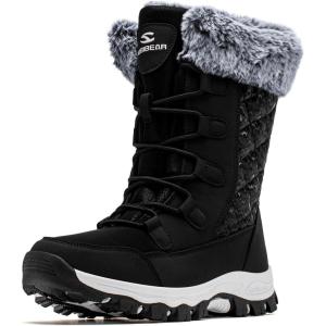imageHOBIBEAR Girls Boys Kids Snow Boots Waterproof Slip Resistant Outdoor Winter ShoesKidsLittle KidsBig KidsGlitter Black