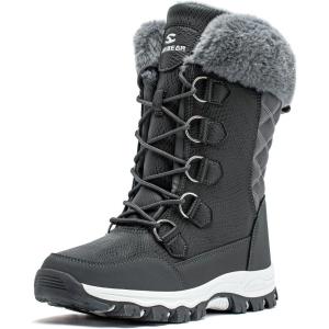 imageHOBIBEAR Girls Boys Kids Snow Boots Waterproof Slip Resistant Outdoor Winter ShoesKidsLittle KidsBig KidsGrey