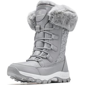 imageHOBIBEAR Girls Boys Kids Snow Boots Waterproof Slip Resistant Outdoor Winter ShoesKidsLittle KidsBig KidsLight Grey