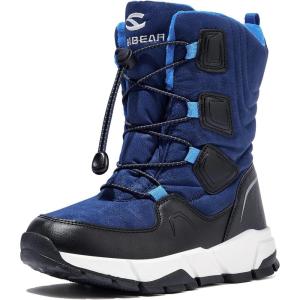 imageHOBIBEAR Kids Snow Boots Boys Girls Mid Calf Waterproof Warm Faux Fur Lined Insulated Winter ShoesToddlerLittle KidBig KidBlue