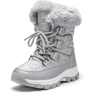 imageHOBIBEAR Womens Snow Boots Winter Outdoor Faux Fur Lined Warm Water Resistant MidCalf BootiesGrey