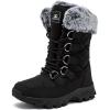 imageHOBIBEAR Womens Winter Boots Warm Faux Fur Lined Snow Boots Cold Weather Outdoor Shoes Water ResistantAll Black