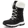 imageHOBIBEAR Womens Winter Boots Warm Faux Fur Lined Snow Boots Cold Weather Outdoor Shoes Water ResistantBlack