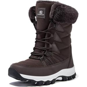 imageHOBIBEAR Womens Waterproof Winter Snow Boots Lightweight AntiSlip Warm Outdoor MidCalf BootiesDark Brown