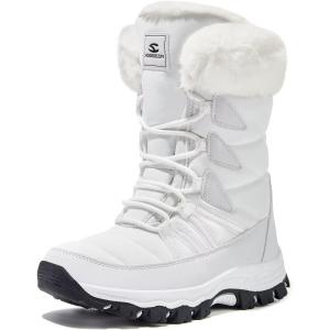 imageHOBIBEAR Womens Waterproof Winter Snow Boots Lightweight AntiSlip Warm Outdoor MidCalf BootiesWhite