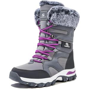 imageHOBIBEAR Womens Winter Snow Boots  MidCalf  Faux Fur  Water ResistantGrey