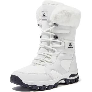 imageHOBIBEAR Womens Winter Snow Boots  MidCalf  Faux Fur  Water ResistantWhite
