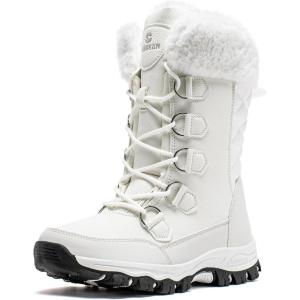 imageHOBIBEAR Womens Winter Snow Boots Waterproof Lightweight Warm Faux Fur Lined MidCalf BootiesAw5778White