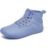 imageHOBIBEAR Womens Winter Barefoot Shoes Men Wide Toe Box Warm Faux Fur Lined Ankle SneakersBlue