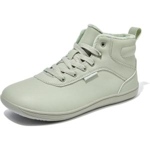 imageHOBIBEAR Womens Winter Barefoot Shoes Men Wide Toe Box Warm Faux Fur Lined Ankle SneakersGreen