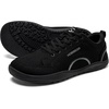 image:imageHOBIBEAR Unisex Wide Toe Barefoot Shoes Minimalist Canvas Sneakers Laceup Walking Shoes for Men WomenBlack