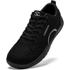 image:imageHOBIBEAR Unisex Wide Toe Barefoot Shoes Minimalist Canvas Sneakers Laceup Walking Shoes for Men WomenBlack