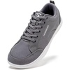 image:imageHOBIBEAR Unisex Wide Toe Barefoot Shoes Minimalist Canvas Sneakers Laceup Walking Shoes for Men WomenGrey
