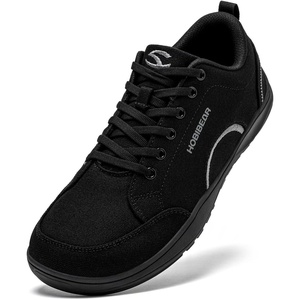 image:imageHOBIBEAR Unisex Wide Toe Barefoot Shoes Minimalist Canvas Sneakers Laceup Walking Shoes for Men WomenBlack