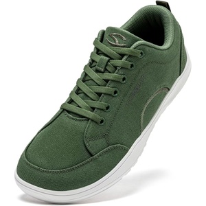image:imageHOBIBEAR Unisex Wide Toe Barefoot Shoes Minimalist Canvas Sneakers Laceup Walking Shoes for Men WomenGreen