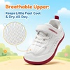 image:imageHOBIBEAR Barefoot Toddler Shoes Wide Toe Minimalist Sneakers for Boys Girls Lowtop Lightweight Shoes with Hook and Loop StrapWhite Red