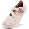 image:imageHOBIBEAR Womens Mary Jane Flats Barefoot Shoes Wide Toe Box Zero Drop Sole Adjustable Straps LightweightPink