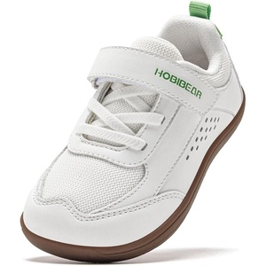 image:imageHOBIBEAR Barefoot Toddler Shoes Wide Toe Minimalist Sneakers for Boys Girls Lowtop Lightweight Shoes with Hook and Loop StrapWhite Green