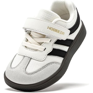 image:imageHOBIBEAR Toddler Kids Shoes Classic Retro Trainers for Boys Girl Wide Toe Box Barefoot Shoes OutdoorBeige Black
