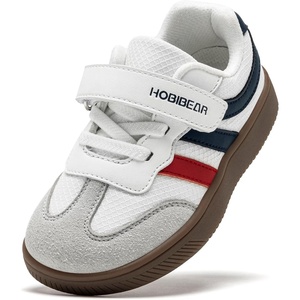 image:imageHOBIBEAR Toddler Kids Shoes Classic Retro Trainers for Boys Girl Wide Toe Box Barefoot Shoes OutdoorWhite Blue