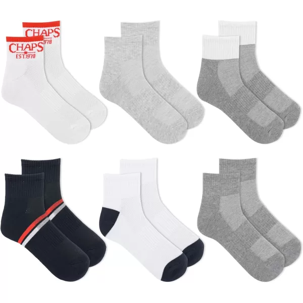 Chaps Men's Athletic Cushioned Performance Ankle Socks-6 Pairs-Breathable Mesh