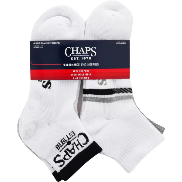 Chaps Men's Athletic Cushioned Performance Ankle Socks-6 Pairs-Breathable Mesh