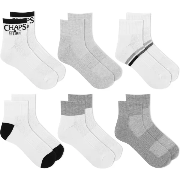 Chaps Men's Athletic Cushioned Performance Ankle Socks-6 Pairs-Breathable Mesh
