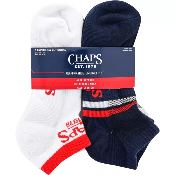 Chaps Men's Athletic Cushioned Performance Low Cut Socks-6 Pairs-Breathable Mesh