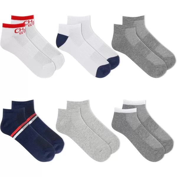 Chaps Men's Athletic Cushioned Performance Low Cut Socks-6 Pairs-Breathable Mesh